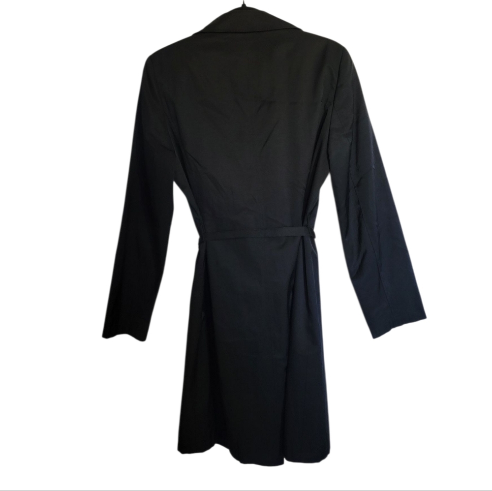 Calvin Klein Long Black Ruffled Collar Jacket - Picture 2 of 6